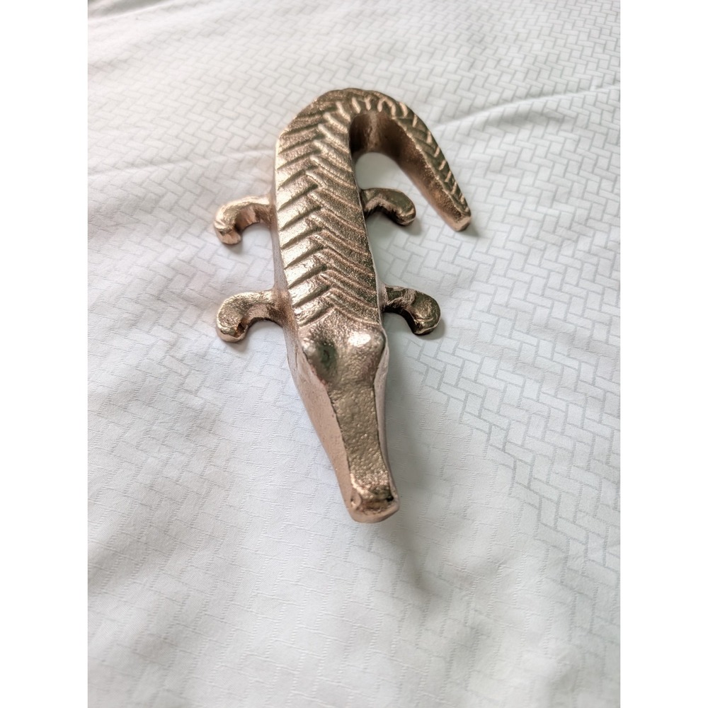 Threshold Copper Cast Metal Alligator Figurine Statue 9.5" Decorative Decor